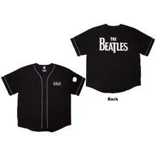 Unisex Baseball Jersey: Apple Logo / Walking (Black) (Back Print) thumbnail