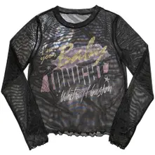 Ladies Long Sleeve Mesh Crop Top: I'm Your Baby (Black) thumbnail