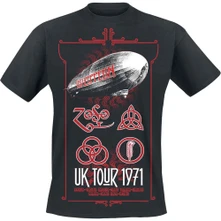 Led Zeppelin, Tričko UK Tour '71., Unisex, Čierna