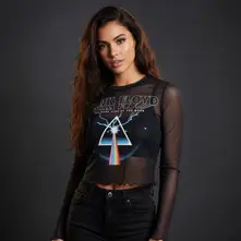 Ladies Long Sleeve Mesh Crop Top: Lightning Prism (Navy Blue) thumbnail