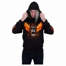 Unisex Pullover Hoodie: Rocking The Dead (Black) (Back & Sleeve Print) thumbnail