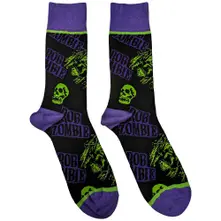 Rob Zombie – Skull Face Green/Purple (Čierna) (Ponožky)