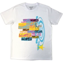 Blink 182, Tričko Multi Stacked Logo, Unisex, Biela