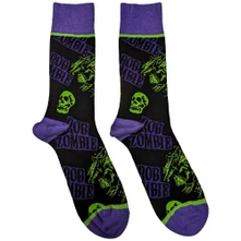 Rob Zombie, Ponožky Skull Face Green/Purple, Unisex, Čierna