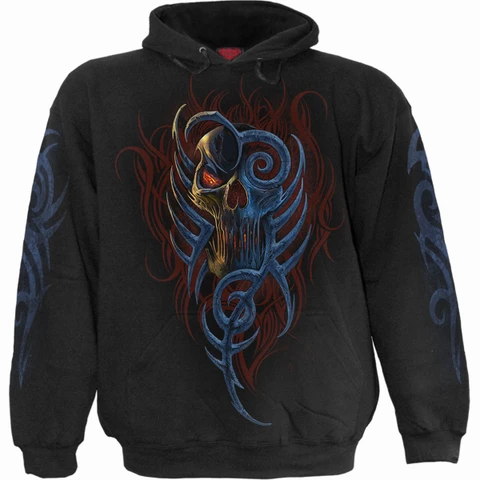 Unisex Pullover Hoodie: Oblivion (Black) (Back & Sleeve Print)