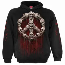 Unisex Pullover Hoodie: War Kills (Black) (Back & Sleeve Print) thumbnail