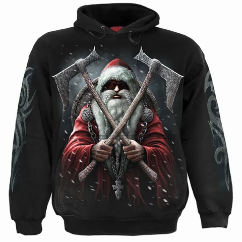 Unisex Pullover Hoodie: Sleigher (Black) (Back & Sleeve Print)