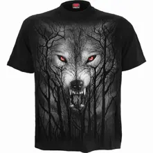 Unisex T-Shirt: Forest Wolf (Black) (Back Print) thumbnail