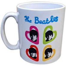 Unboxed Mug: A Hard Day's Night Headshot Hearts (White) thumbnail
