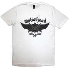 Motörhead, Tričko 50 Years Wings Badge, Unisex, Biela