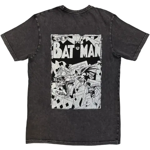 The Batman – Tričko Batman Playing Cards (Šedá, Stone Wash T-Shirt), Unisex, Šedá