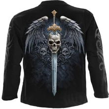 Unisex Long Sleeve T-Shirt: Angel Sword (Black) (Back & Sleeve Print) thumbnail