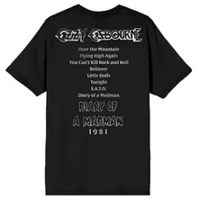 Unisex T-Shirt: Diary Of A Madman Tribute (Black) (Back Print) thumbnail