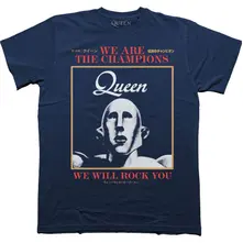 Tričko Unisex T-Shirt: We Are The Champions We Will Rock You (Navy Blue)