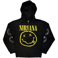 Nirvana, Mikina na zips Yellow Happy Face, Unisex, Čierna