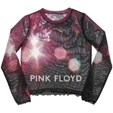 Croptop Ladies Long Sleeve Mesh Crop Top: Knebworth '90 (Black)