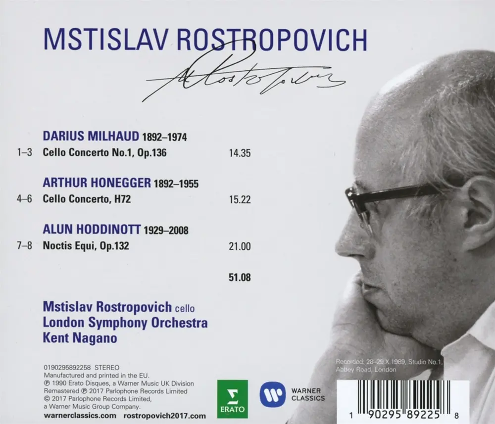 Mstislav Rostropovich – MILHAUD & HONNEGER: CELLO CONCERTOS (CD)