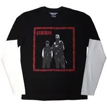 Unisex 2 In 1 Layered Long Sleeve T-Shirt: Run Frame (Black & White) thumbnail