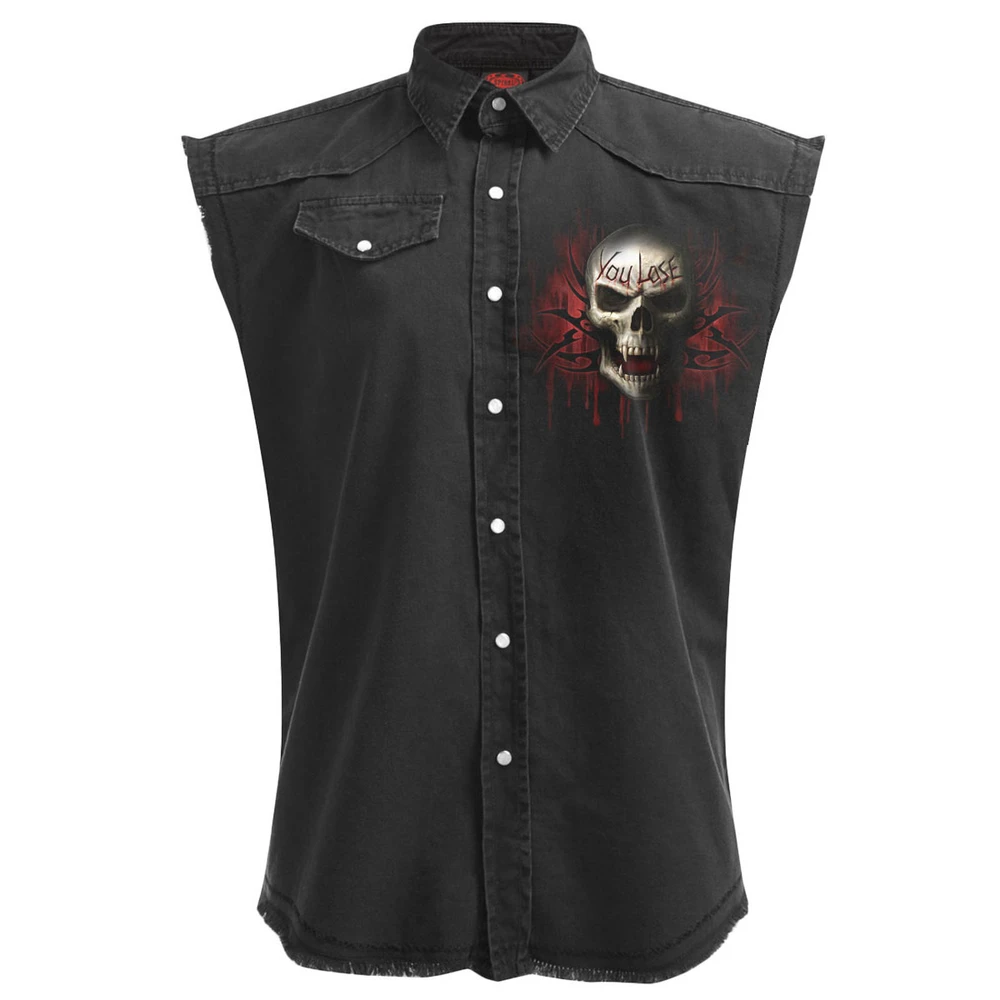 Unisex Worker Shirt: Game Over (Black) (Back Print)