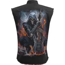 Unisex Worker Shirt: Death Rocker (Black) (Back Print) thumbnail