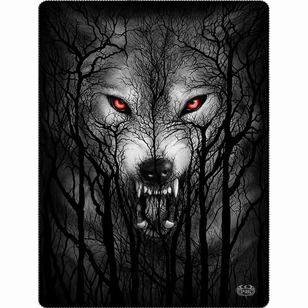 Fleece Blanket: Forest Wolf (Black) (Double Sided) (Double)