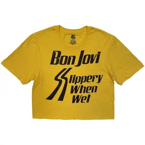 Ladies Crop Top: Slippery When Wet (Yellow)