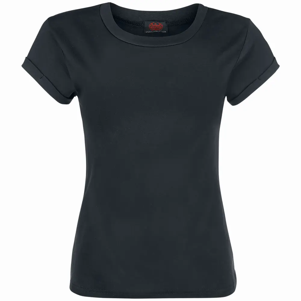 Kids Girls Boat Neck T-Shirt: Plain (Black) (Blank)