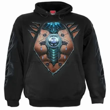 Spiral Stairs, Mikina Unisex Pullover Hoodie: Cyber Skin (Black) (Back & Sleeve Print), Unisex, Čierna