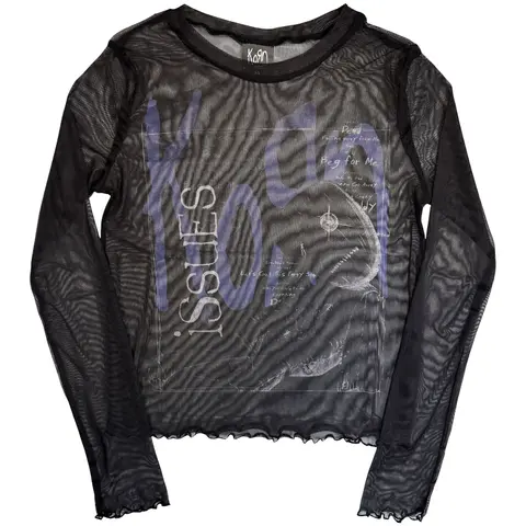 Ladies Long Sleeve Mesh Crop Top: Issues A Box (Black)
