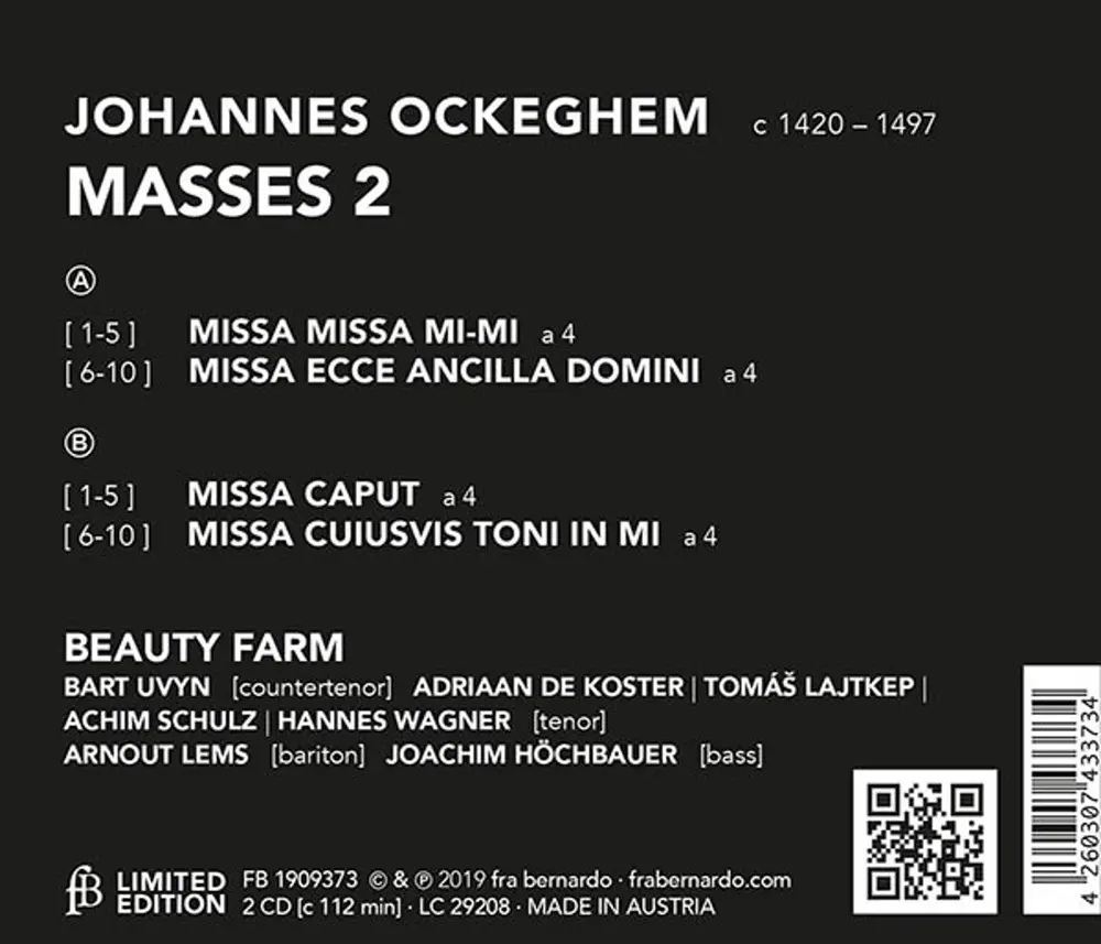 Beauty Farm – OCKEGHEM: MASSES VOL.2 (CD)