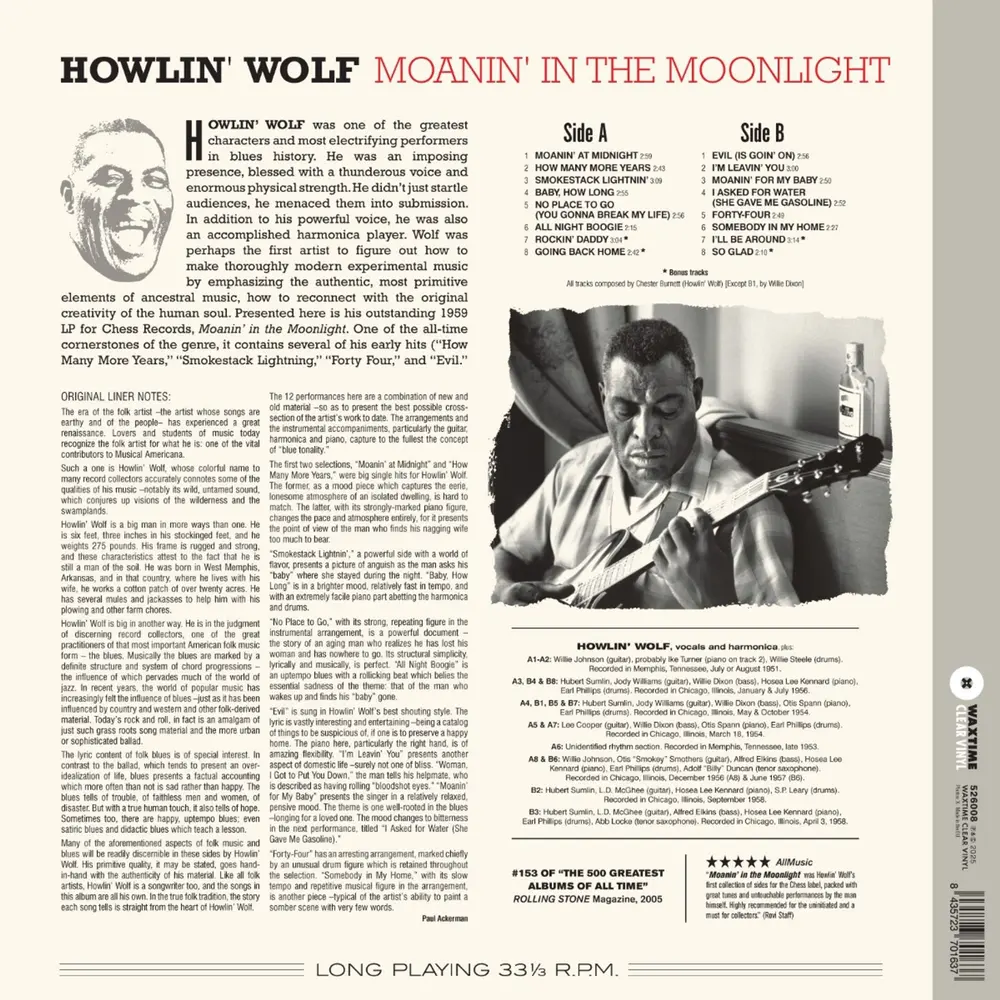 Howlin' Wolf – MOANIN' IN THE MOONLIGHT (Transparent Vinyl, Limited, 2025) (Vinyl)