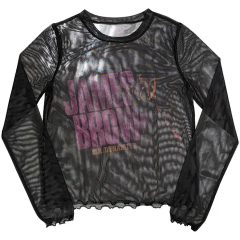 Ladies Long Sleeve Mesh Crop Top: Mr Dynamite (Black)