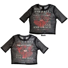 Croptop Ladies Mesh Crop Top: Rise & Fall (Black) (Back Print)