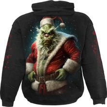 Unisex Pullover Hoodie: Bah Humbug (Black) (Back & Sleeve Print) thumbnail