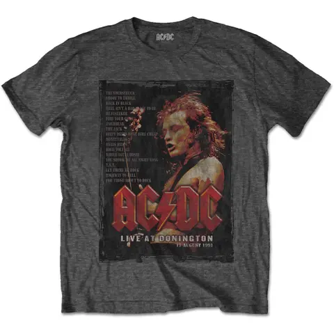AC/DC – Tričko Donington Set (Šedá), Unisex, Šedá