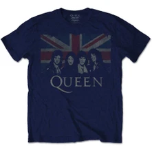 Queen, Tričko Vintage Union Jack, Unisex, Modrá