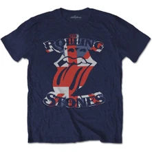 The Rolling Stones, Tričko British Flag Tongue, Unisex, Modrá