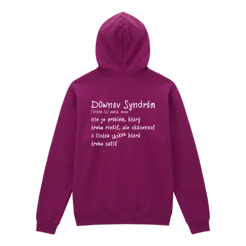 Láska Rozdiely Nevidí – Mikina Downov syndróm, Unisex, Bordová