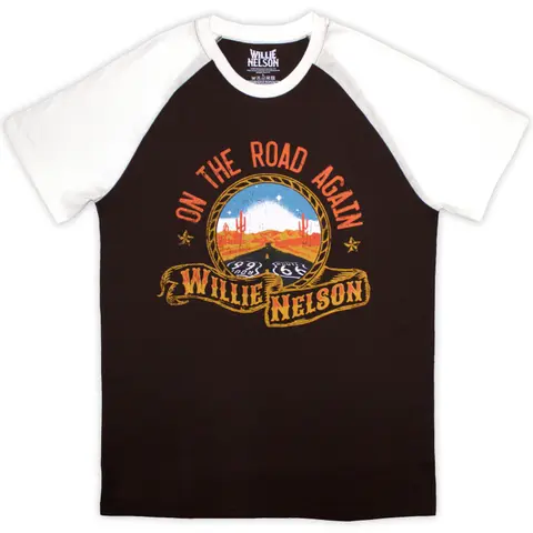 Unisex Raglan T-Shirt: Route 66 (Brown & White)