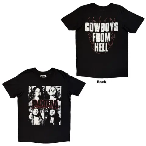 Unisex T-Shirt: Cowboys From Hell Flames (Black) (Back Print)