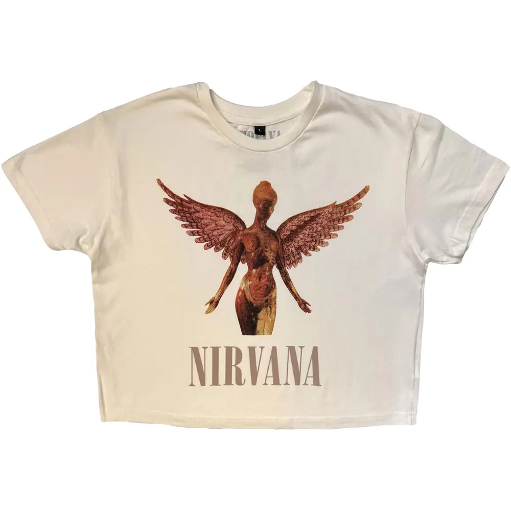 Ladies Stone Wash Crop Top: In Utero (White)