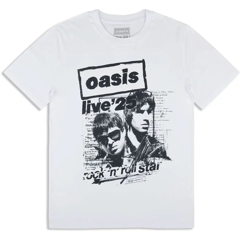 Unisex T-Shirt: Live '25 Rock N Roll Star (White) (Ex-Tour)