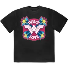 Wonder Woman Peace & Love (Negra) (Camiseta)