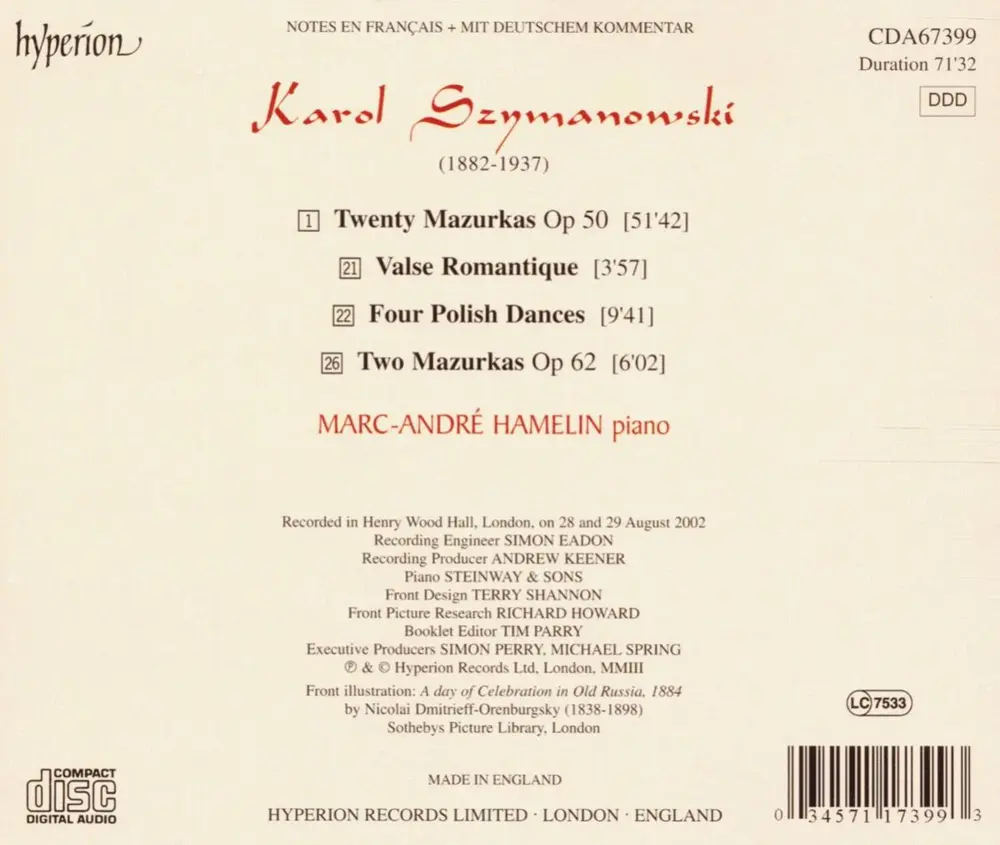 SZYMANOWSKI: THE COMPLETE MAZURKAS