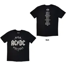 Tričko Unisex T-Shirt: Silver High Voltage EU Tour '25 (Black) (Back Print & Ex-Tour)