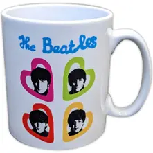 Unboxed Mug: A Hard Day's Night Headshot Hearts (White) thumbnail