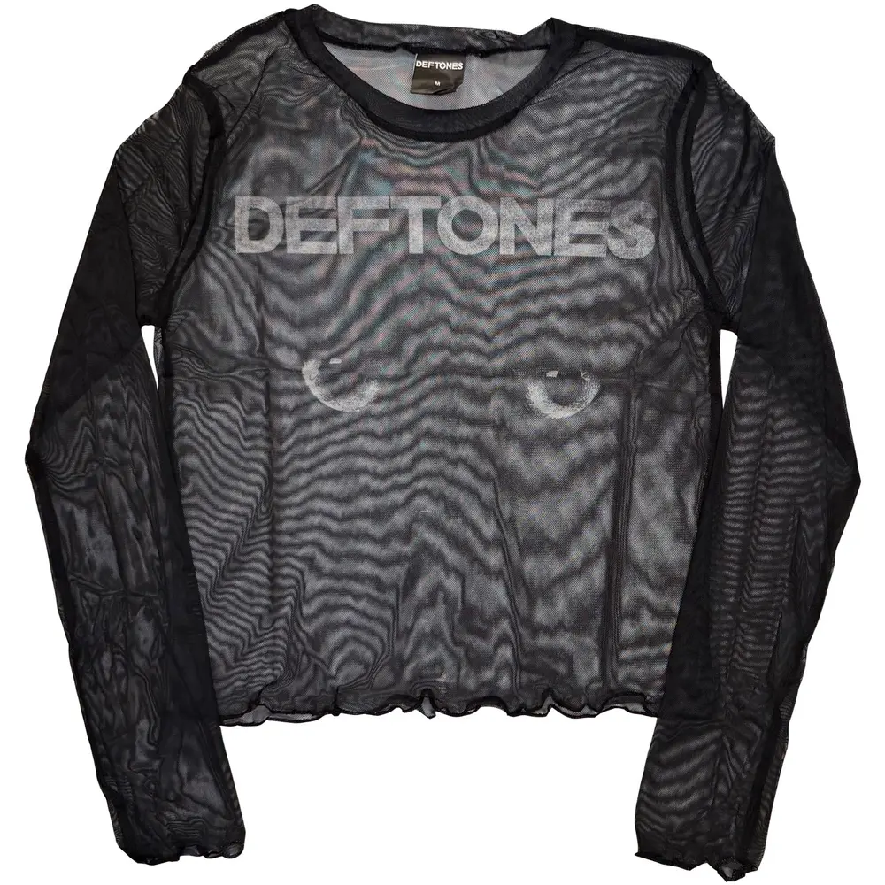 Ladies Long Sleeve Mesh Crop Top: Sphynx (Black)