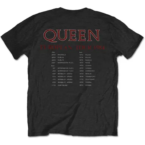 Queen – Tričko European Tour 1984 (Čierna), Unisex, Čierna
