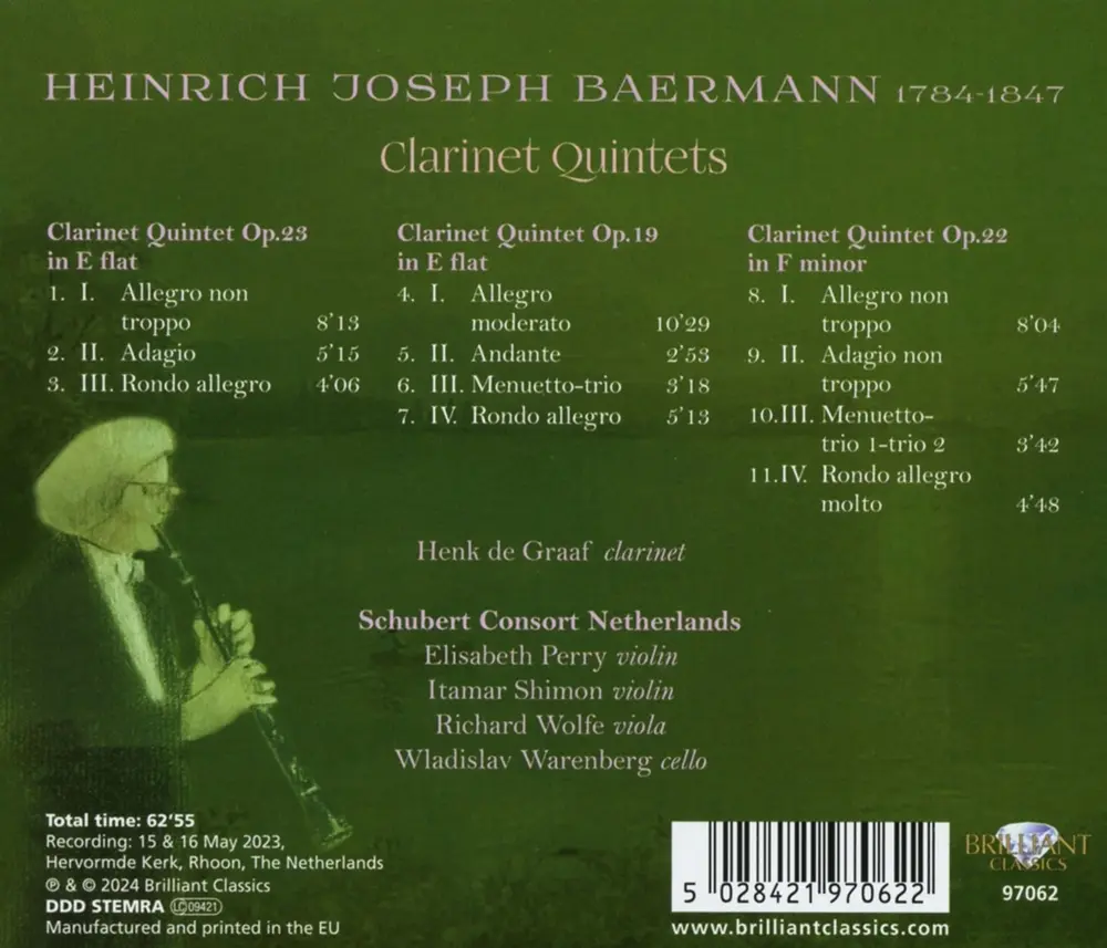HEINRICH BAERMANN: CLARINET QUINTETS