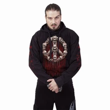 Unisex Pullover Hoodie: War Kills (Black) (Back & Sleeve Print) thumbnail